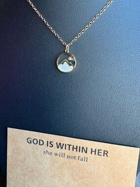 Gold Mountain Circle Pendant Necklace - Inspirational Women’s Jewelry